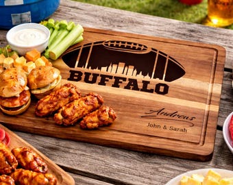 Buffalo Football Cutting Board for Tailgating – Personalized Game Day Serving Board