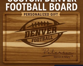 Denver Football Personalized Cutting Board – Custom Acacia Charcuterie Board, Game Day Gift, Super Bowl Party, Holiday Gift for Football Fan