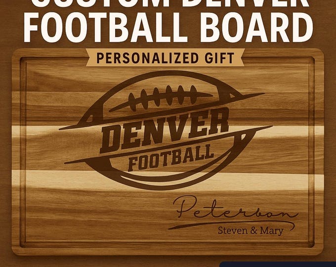 Denver Football Personalized Cutting Board – Custom Acacia Charcuterie Board, Game Day Gift, Super Bowl Party, Holiday Gift for Football Fan