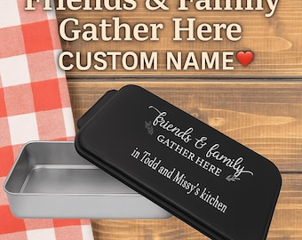 Aluminum Cake Pan with Lid | Personalized Cake Pan | Friends & Family Gather Here | Custom Engraved Baking Gift | Gift for Mom