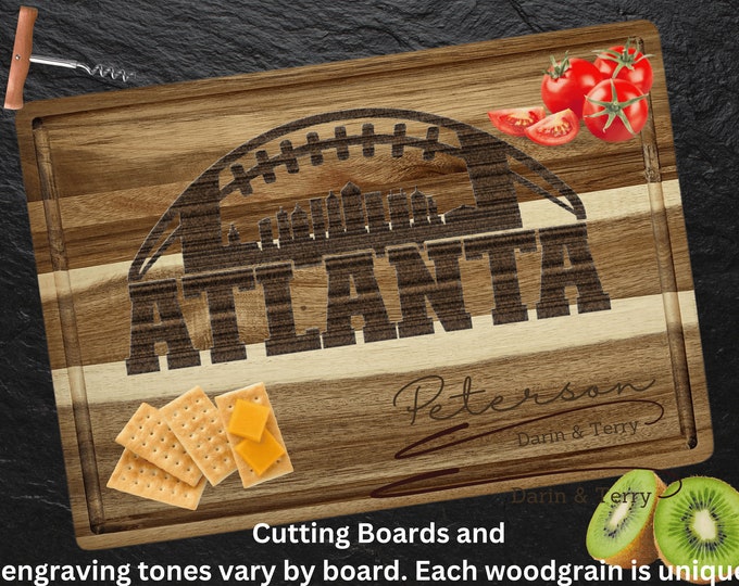 Atlanta Cutting Board | Personalized Cutting Board | Georgia Football Fan Gift | Acacia Wood Charcuterie Board | Custom Cheese Board