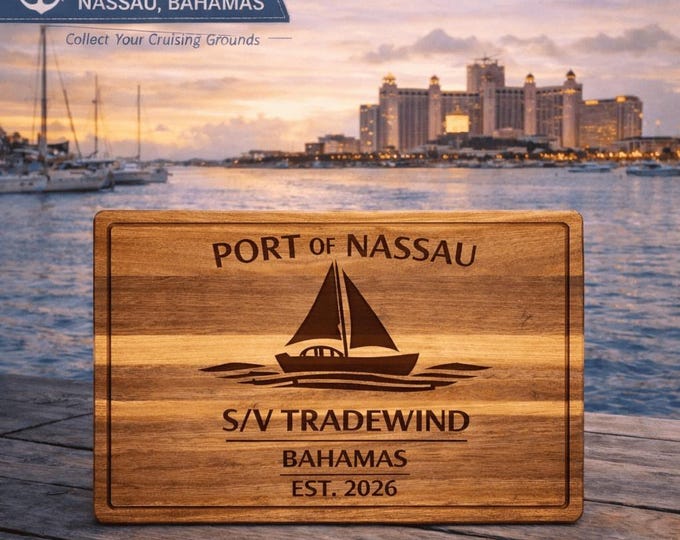 Personalized Sailboat Cutting Board Custom Engraved Nautical Gift with Boat Name, Home Port, Wedding Anniversary Retirement Gift for Sailors