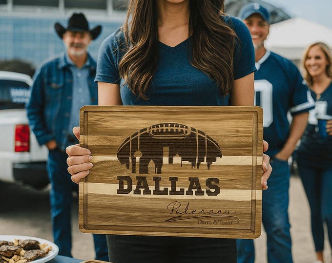 Customized Dallas Cutting Board - Perfect Gift for the Football Enthusiast - Personalized Sports Fan Cheese Chopping Board Gift