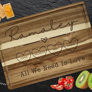 Personalized Cutting Board | Family Cheese Board | Acacia Wood Charcuterie Board | Custom Rectangular Cheese Chopping Board | Couples Gift