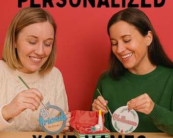 Best Friends Personalized Holiday Ornaments – DIY Craft Kit with Names – Custom Wood Ornament Gift for Friends