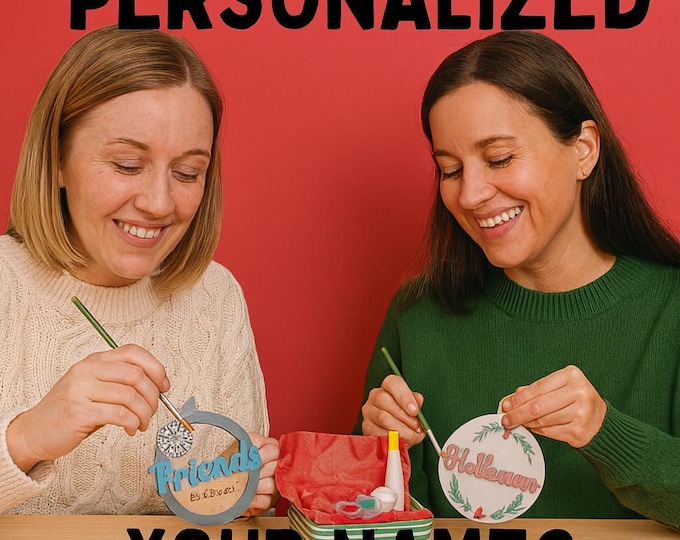Best Friends Personalized Holiday Ornaments – DIY Craft Kit with Names – Custom Wood Ornament Gift for Friends