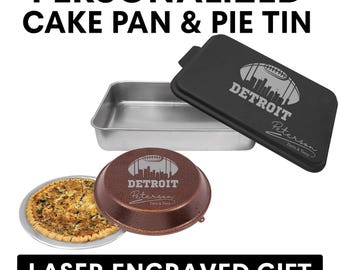 Personalized Detroit Football Cake Pan & Pie Tin – Custom Powder-Coated Aluminum Baking Gift for Fans