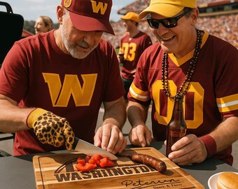Washington Cutting Board | Personalized Cutting Board | Football Fan Gift | Tailgating Wood Charcuterie Board | Custom Cheese Chopping Board