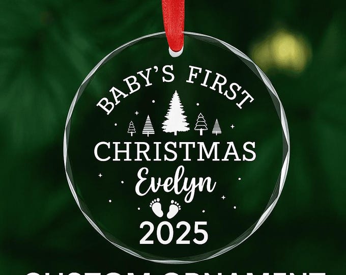 Baby’s First Christmas Ornament 2025 | Personalized Glass Ornament with Name | Custom Baby Ornament Gift | Keepsake for New Parents