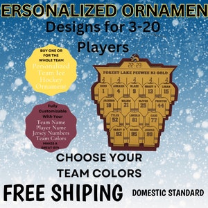 Personalized Hockey Ornament | Girls Hockey Gift | Custom Christmas Hockey | Holiday Hockey Gift | Hockey Team Ornament | Hockey Keepsake