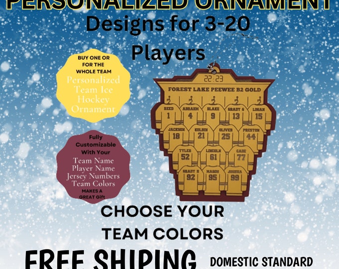 Personalized Hockey Ornament | Girls Hockey Gift | Custom Christmas Hockey | Holiday Hockey Gift | Hockey Team Ornament | Hockey Keepsake