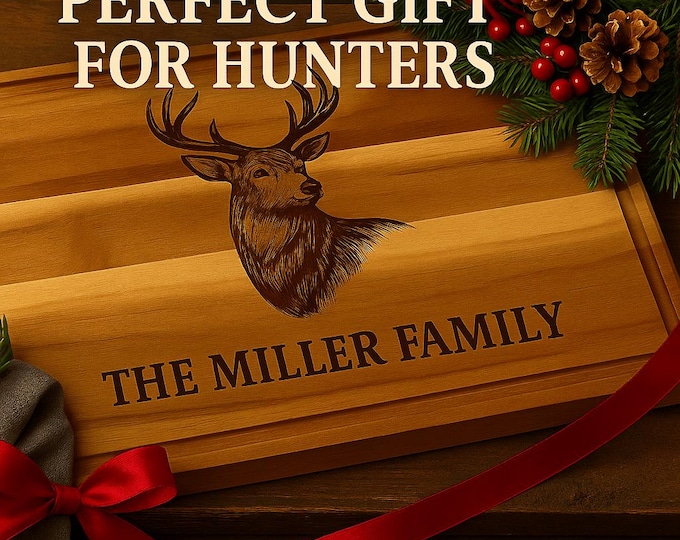 Personalized Deer Hunting Cutting Board – Custom Acacia Wood Gift for Hunters, Laser Engraved – 2 Design Options, Rustic Cabin Decor