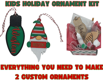 Personalized Holiday Ornament Kit for Kids | DIY Craft Set | Friends Christmas Party | Family Art Painting Gift | Children's Crafting Fun