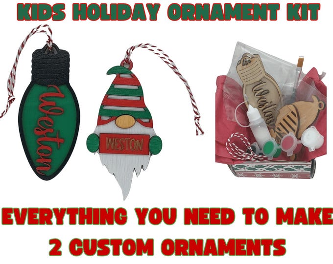 Personalized Holiday Ornament Kit for Kids | DIY Craft Set | Friends Christmas Party | Family Art Painting Gift | Children's Crafting Fun