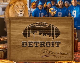 Customized Detroit Cutting Board - Perfect Gift for the Football Enthusiast - Personalized Sports Fan Cheese Chopping Board Gift