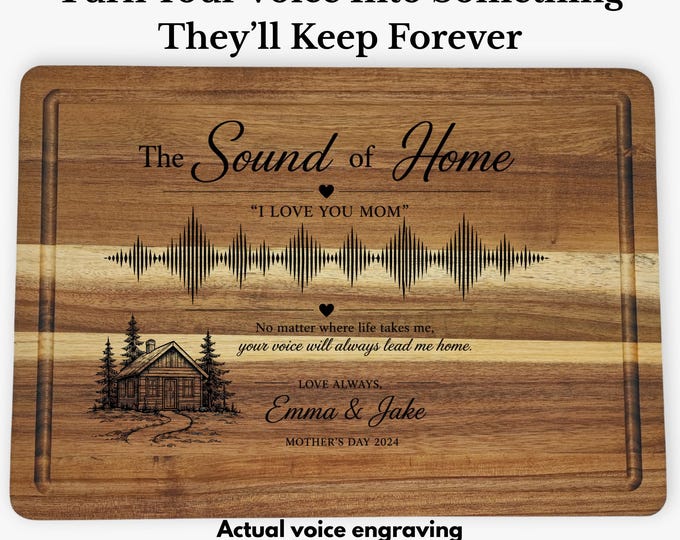 Personalized Cutting Board Gift, Custom Engraved for Mom Dad, Unique Gift from Kids, Voice Recording Soundwave Gift