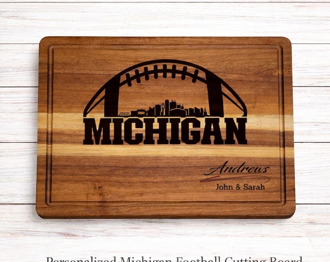 Personalized Michigan Football Cutting Board – Custom Engraved Acacia Wood