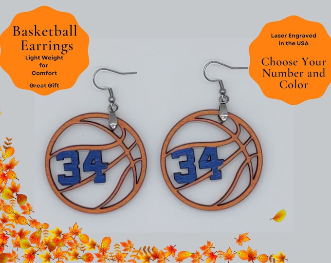 Basketball Earrings Personalized, Custom Team Earrings, Dangle Earrings, Basketball Gift, Mom Earrings, Basketball Team Earrings
