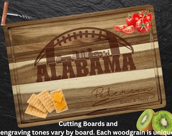 Alabama Cutting Board | Personalized Cutting Board | Bama Football Fan Gift | Acacia Wood Charcuterie Board | Custom Cheese Board