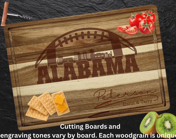 Alabama Cutting Board | Personalized Cutting Board | Bama Football Fan Gift | Acacia Wood Charcuterie Board | Custom Cheese Board