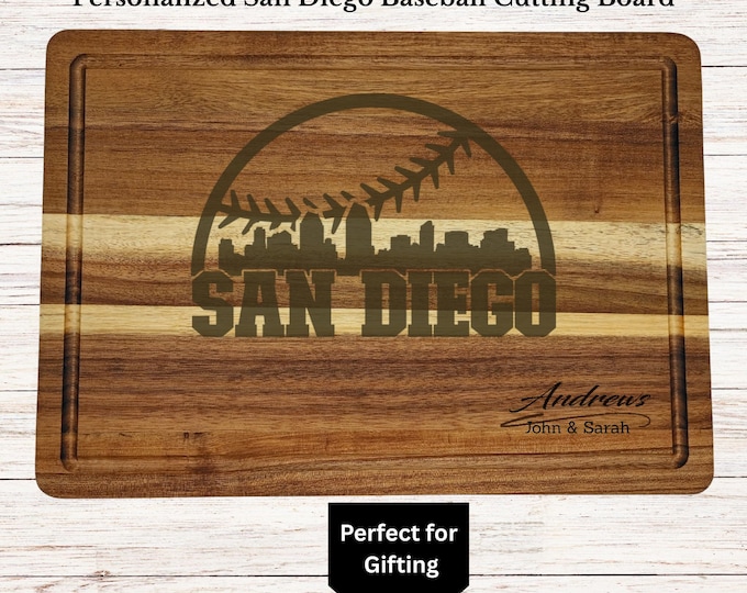 Personalized San Diego Baseball Cutting Board, San Diego Fan Gift, Custom Engraved Wood Board, Wedding Gift, Housewarming, Anniversary Gift