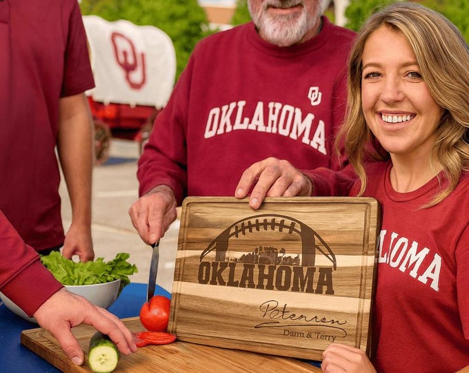 Customized Oklahoma Cutting Board - Perfect Gift for the Football Enthusiast - Personalized Sports Fan Cheese Chopping Board Gift