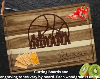 Indiana Cutting Board | Personalized Cutting Board | Basketball Fan Gift | Acacia Wood Charcuterie Board | Custom Cheese Chopping Board