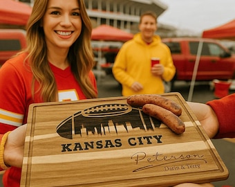 Customized Kansas City Cutting Board - Perfect Gift for the Football Enthusiast - Personalized Sports Fan Cheese Chopping Board Gift