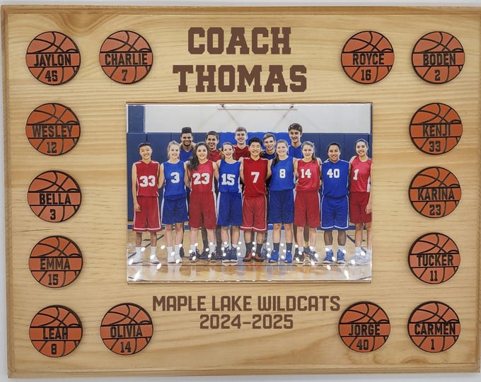 Basketball Coach Gift | Team Photo Keepsake | Custom End of Season Award | Personalized Coach Appreciation Gift | Team Gift for Sports