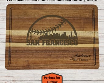 Personalized San Francisco Baseball Cutting Board, San Francisco Fan Gift, Custom Engraved Wood Board, Wedding Gift