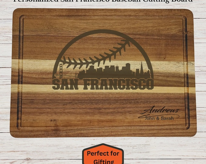 Personalized San Francisco Baseball Cutting Board, San Francisco Fan Gift, Custom Engraved Wood Board, Wedding Gift