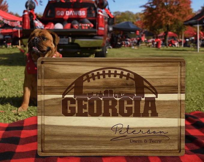 Customized Georgia Cutting Board - Perfect Gift for the Football Enthusiast - Personalized Sports Fan Cheese Chopping Board Gift