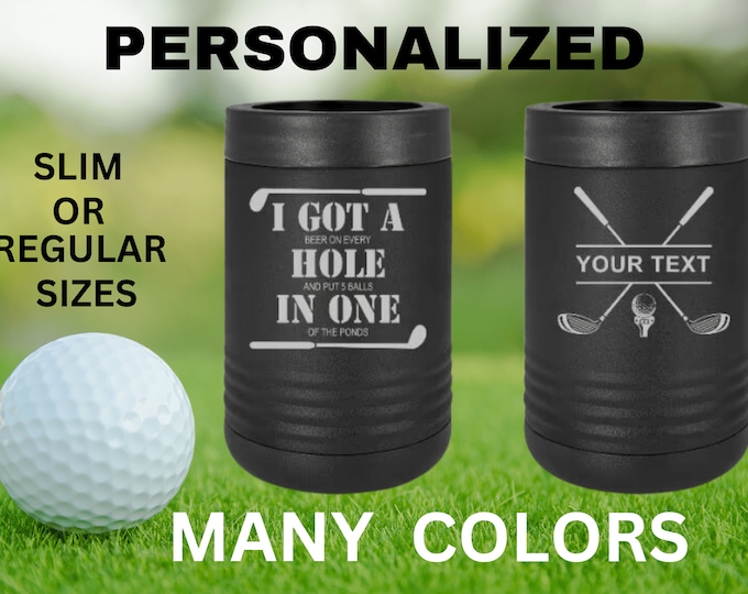 Custom Dad Gift | Golf Can Cooler |Beer Can Cooler | Personalized Beverage | Gift for Husband | Golf Gift | Groomsman Gift