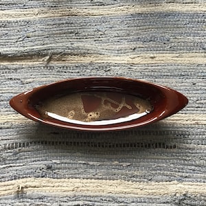 Large Trinket/Snack/Change Dish -  Brown glaze with a lava drip