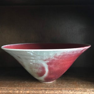Vintage Handmade Pottery Bowl with a Plum & Grey Glaze