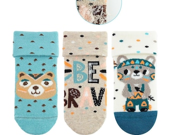 Baby socks - bear birthday - party - colorful - ABS - stopper socks - anti-slip - winter socks - terry socks