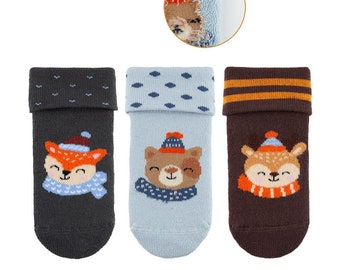 Baby socks - fox - bear - ABS - stopper socks - anti-slip - winter socks - terry socks