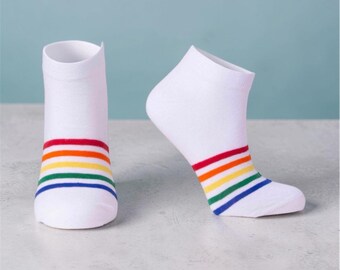 Colorful sneaker socks - stripes - colors - fun socks - colourful socks - striped - rainbow - gift