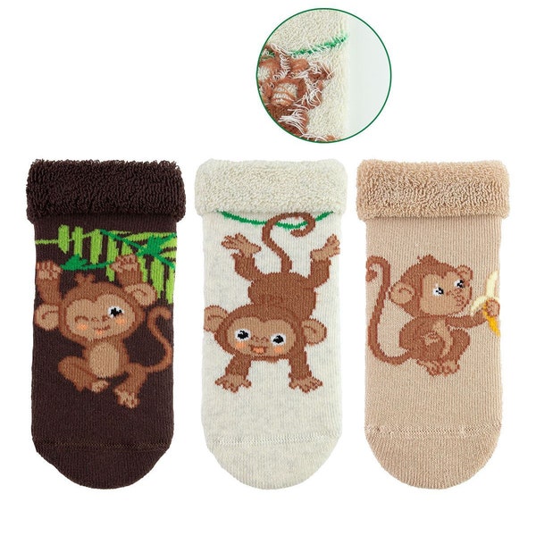 Babysocken -Affe- Geburtstag - Party - bunt - ABS - Stoppersocken - antirutsch - Wintersocken - Frotteesocken