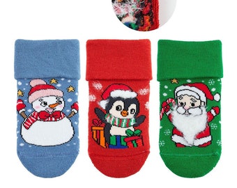 Baby socks - Christmas - snowman - penguin - ABS - stopper socks - anti-slip - winter socks - terry socks