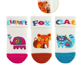 Baby socks - colorful animals - ABS - stopper socks - anti-slip - winter socks - terry socks