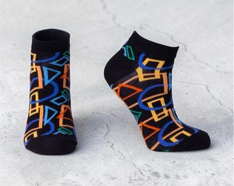 Colorful sneaker socks - shapes - math - funny socks - geometry - colourful socks - funny - gift