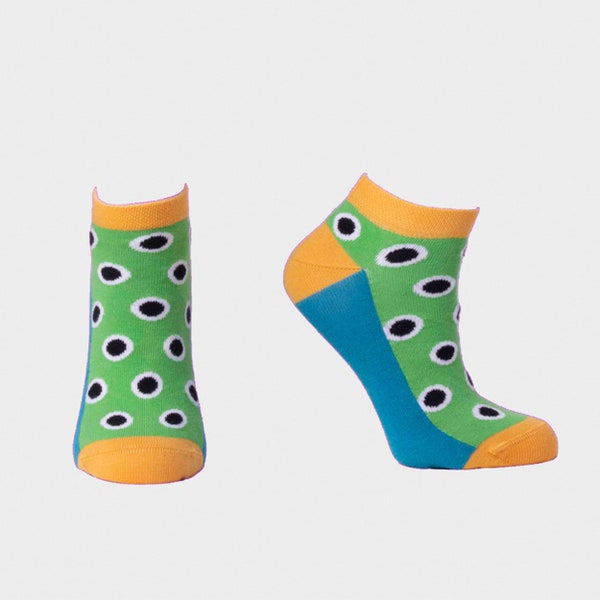 Bunte Sneaker Socken - Pünktchen - Augen - lustige Socken - colourful socks - funny - crazy - Geschenk -