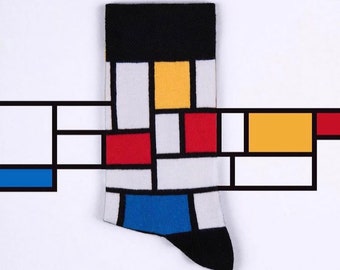 Kleurrijke sokken - Piet Mondriaan - artsocks - kunstenaarssokken - patronen - kunstsokken