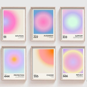 Angel number Good vibes wallpaper Aura colors Aesthetic Poster