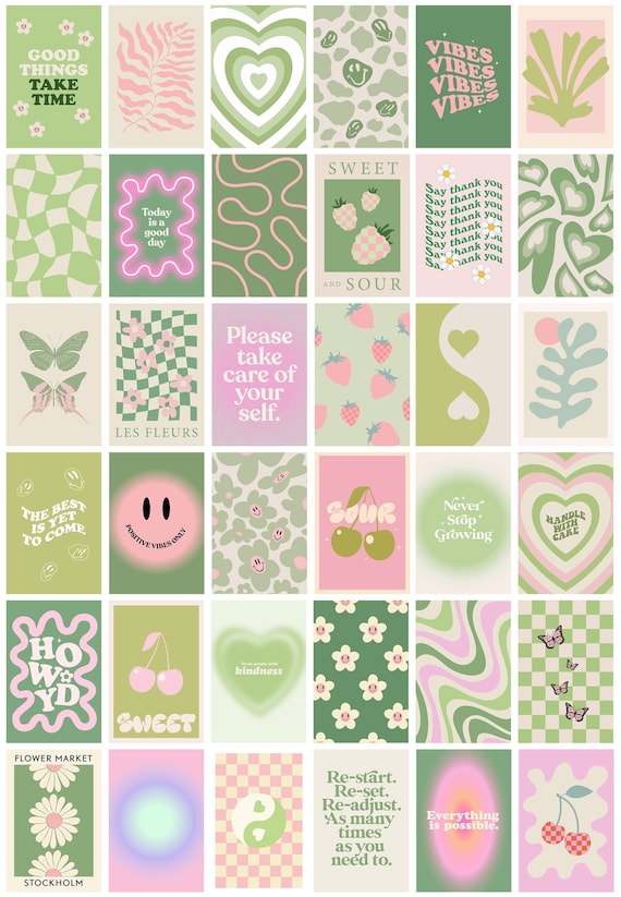 Sage Green Room Decor Aesthetic, Danish Pastel Wall Collage Kit Aesthetic  Pictures, Sage Green Decor for Bedroom, Preppy Room Decor for Teen Girls