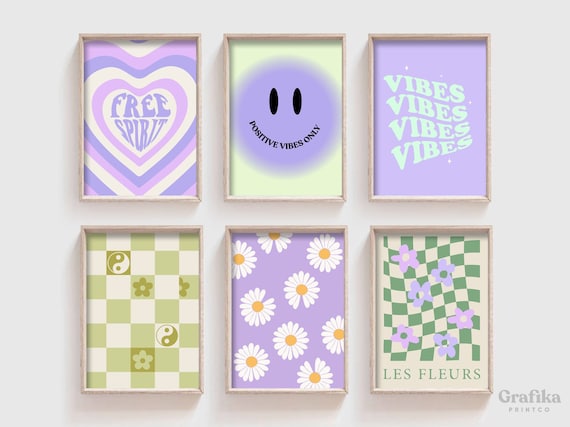 Buy Purple Pink Danish Pastel Poster Set Y2K Aesthetic Room Decor Pinterest  Prints Butterfly Flower Check Smiley Funky Instant Download Online in India  
