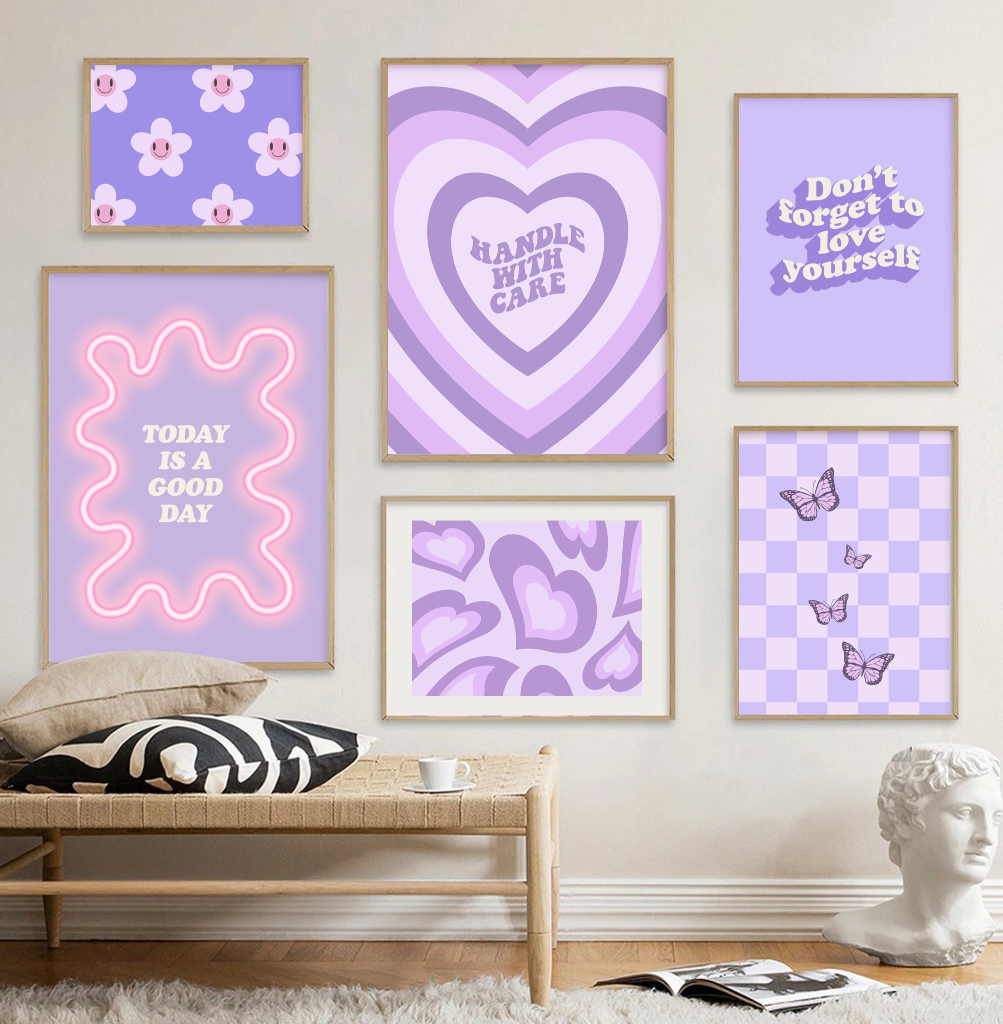 Purple Danish Pastel Poster Set Y2K Aesthetic Room (Instant