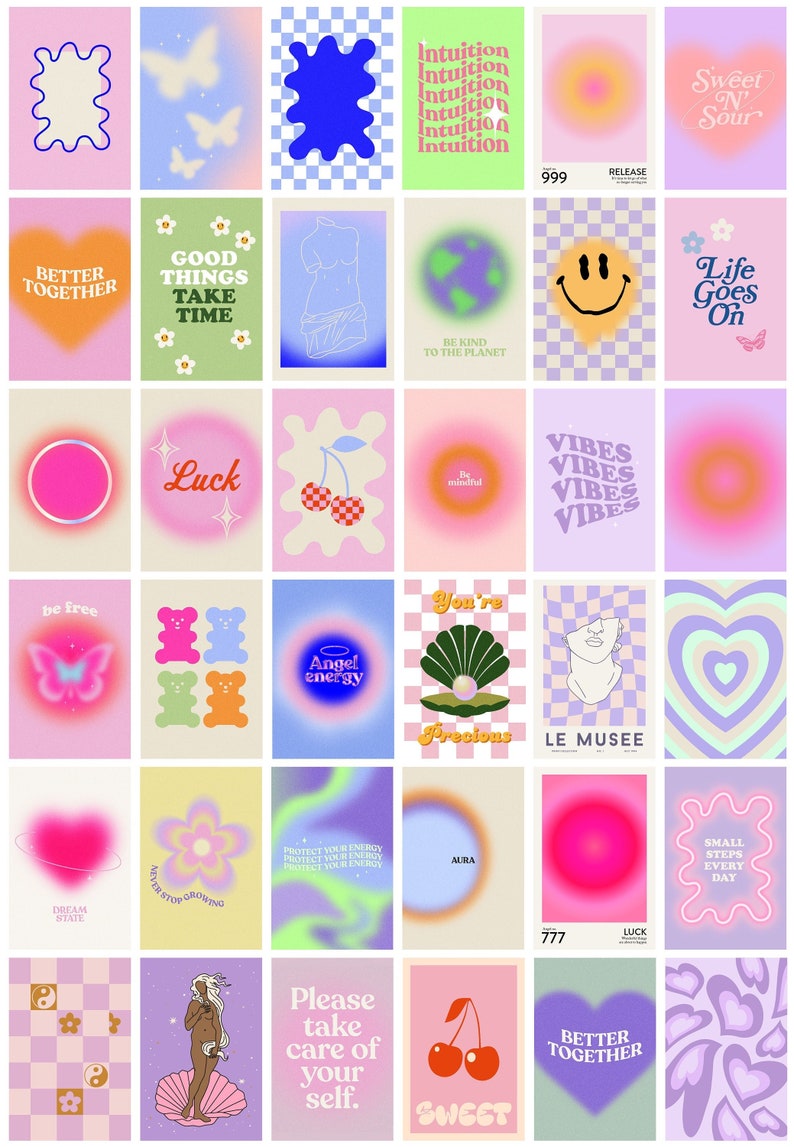 Aesthetic Wall Collage 36 Pcs 4x6 in Danish Pastel Funky - Etsy