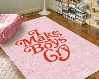 Retro Pink Aesthetic Carpet | Funky Danish Pastel Decor Rug | Bedroom Living Room Rug Modern Y2K Rug | Plush Trendy Purple Accent Rug